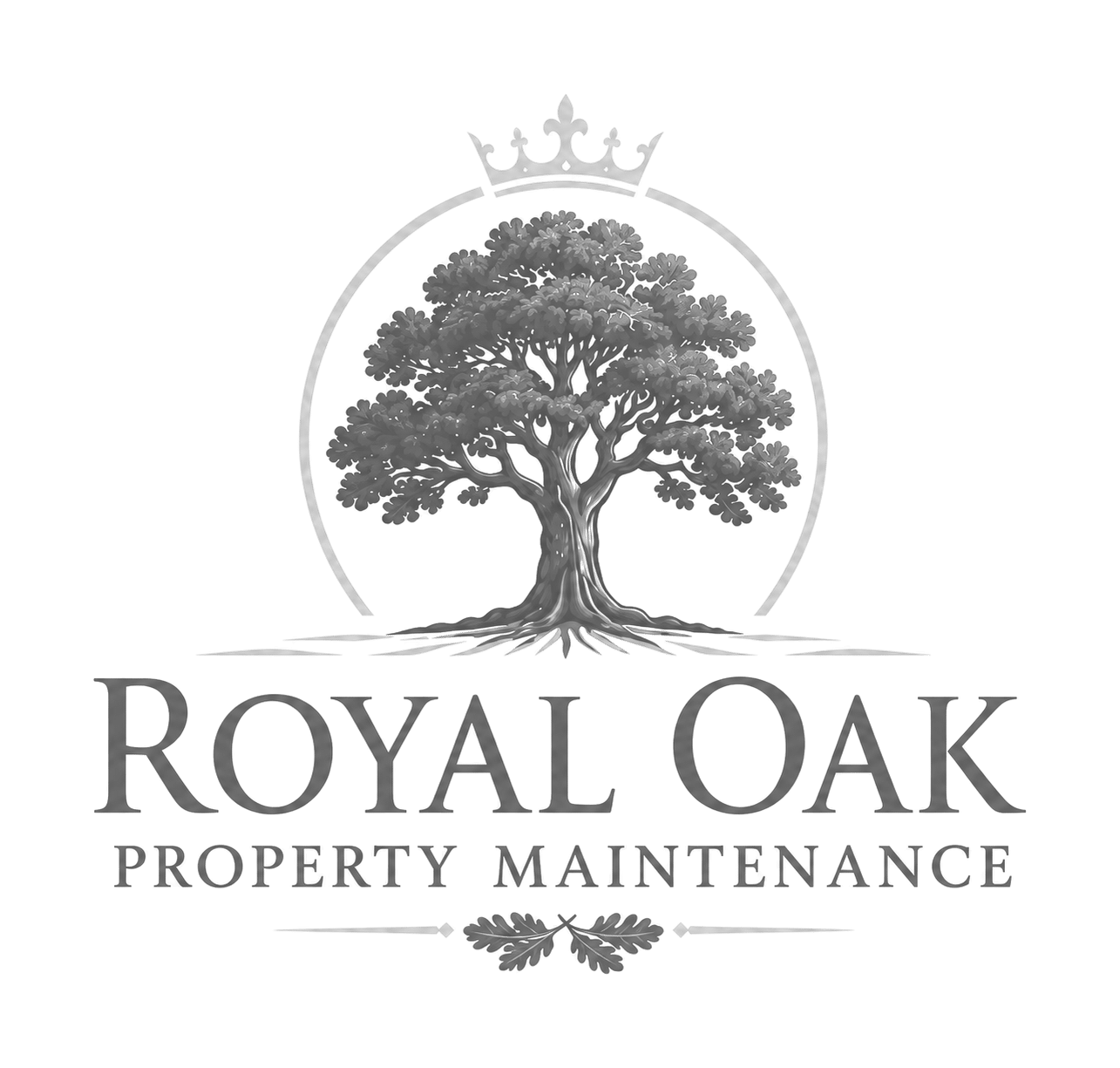 royal oak tree care and landscaping logo upscaled transparent light greyscale